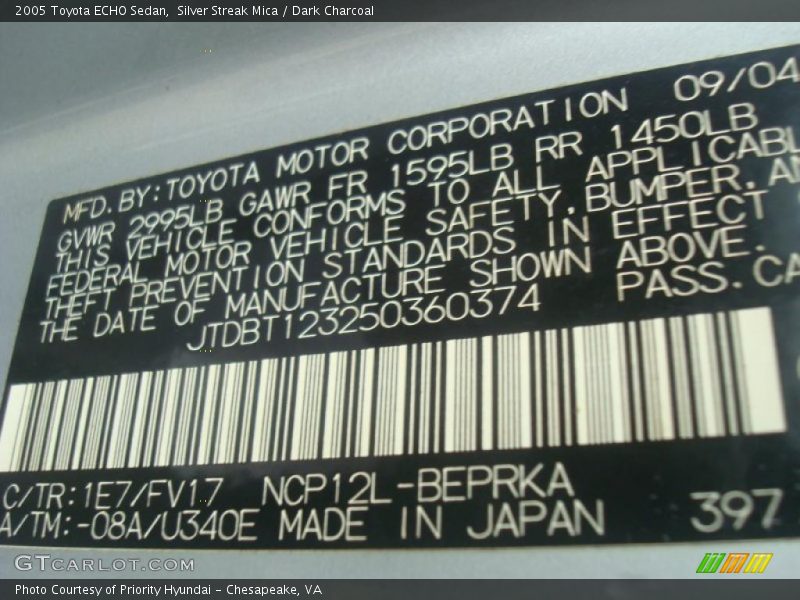 Silver Streak Mica / Dark Charcoal 2005 Toyota ECHO Sedan
