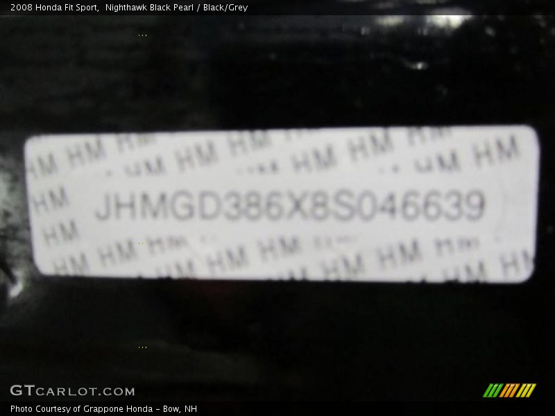 Nighthawk Black Pearl / Black/Grey 2008 Honda Fit Sport