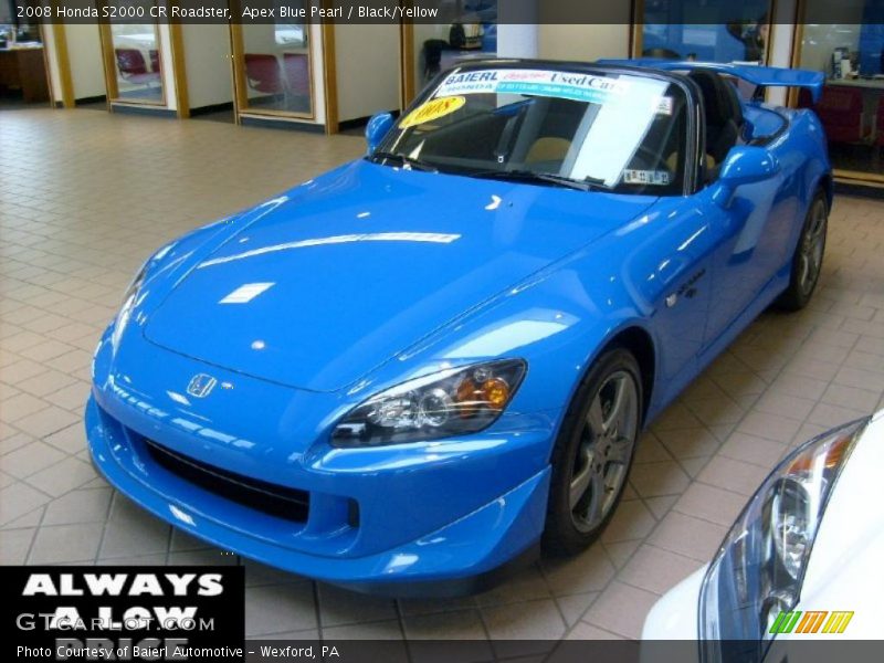 Apex Blue Pearl / Black/Yellow 2008 Honda S2000 CR Roadster