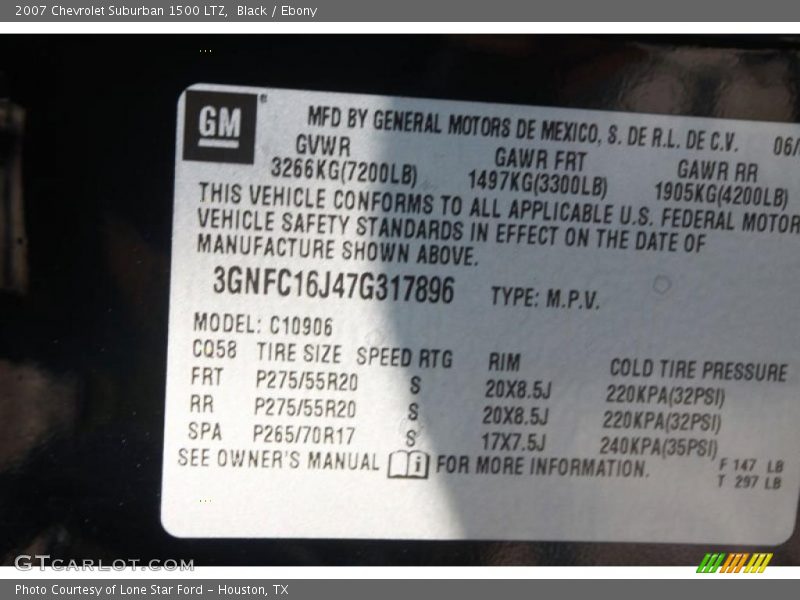 Black / Ebony 2007 Chevrolet Suburban 1500 LTZ