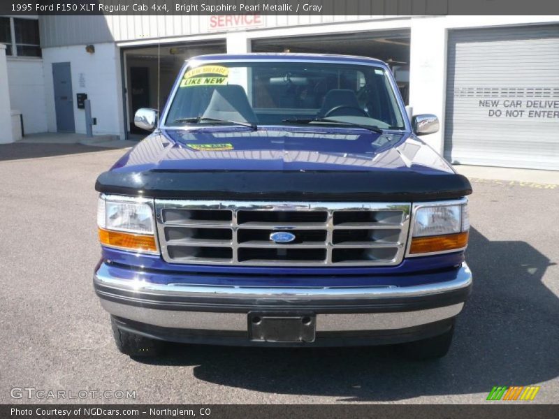 Bright Sapphire Pearl Metallic / Gray 1995 Ford F150 XLT Regular Cab 4x4