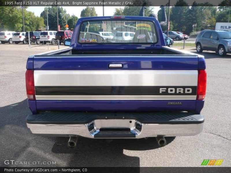 Bright Sapphire Pearl Metallic / Gray 1995 Ford F150 XLT Regular Cab 4x4
