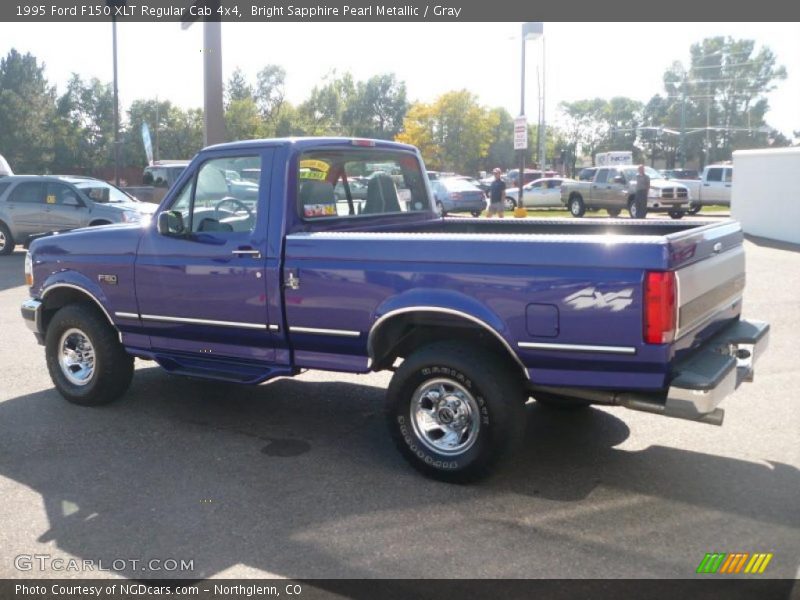 Bright Sapphire Pearl Metallic / Gray 1995 Ford F150 XLT Regular Cab 4x4