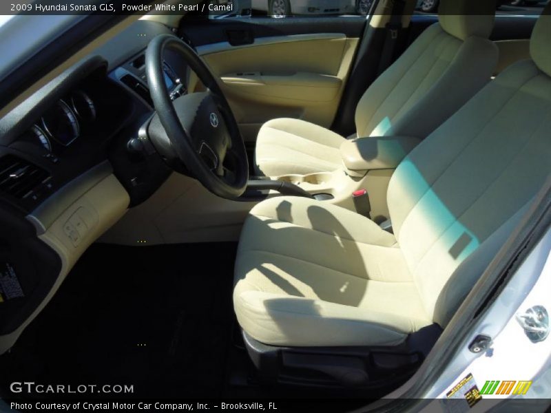 Powder White Pearl / Camel 2009 Hyundai Sonata GLS