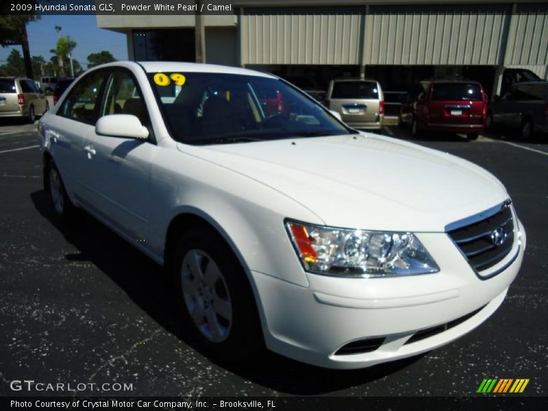 Powder White Pearl / Camel 2009 Hyundai Sonata GLS