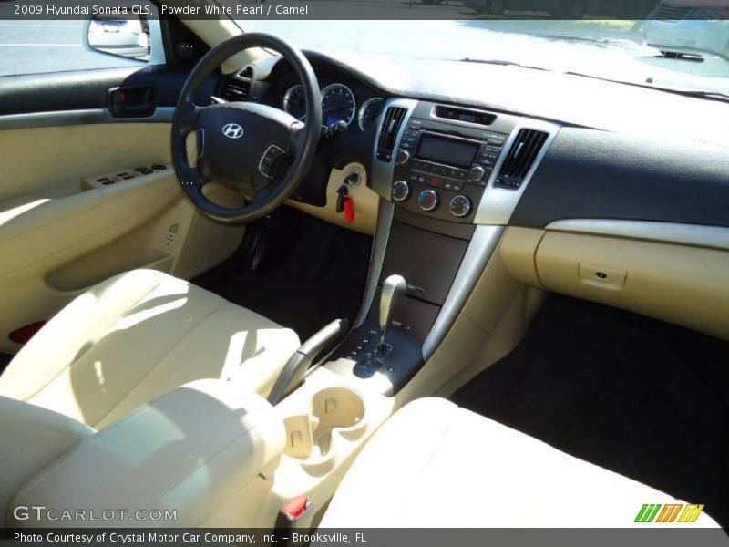 Powder White Pearl / Camel 2009 Hyundai Sonata GLS