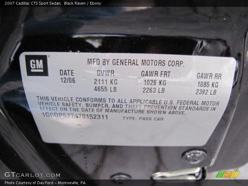 Black Raven / Ebony 2007 Cadillac CTS Sport Sedan