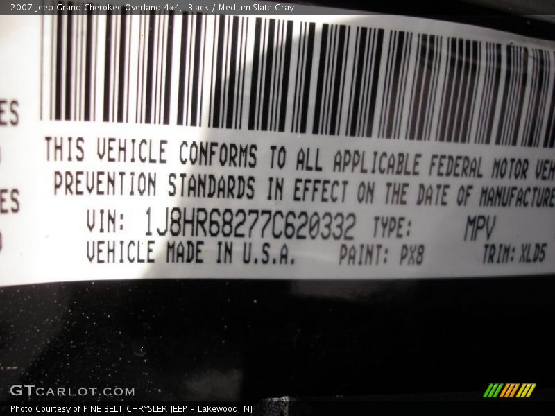 Black / Medium Slate Gray 2007 Jeep Grand Cherokee Overland 4x4