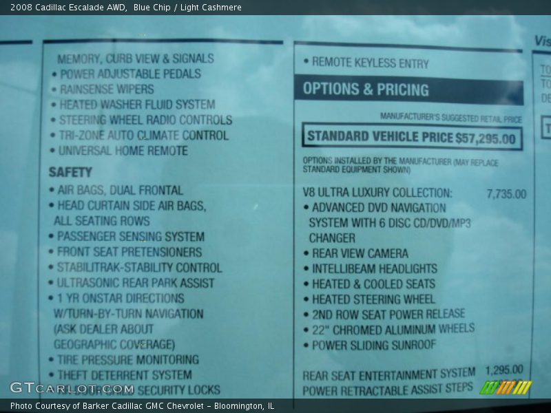 Blue Chip / Light Cashmere 2008 Cadillac Escalade AWD