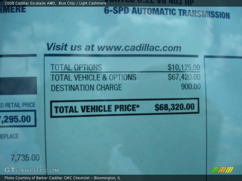 Blue Chip / Light Cashmere 2008 Cadillac Escalade AWD