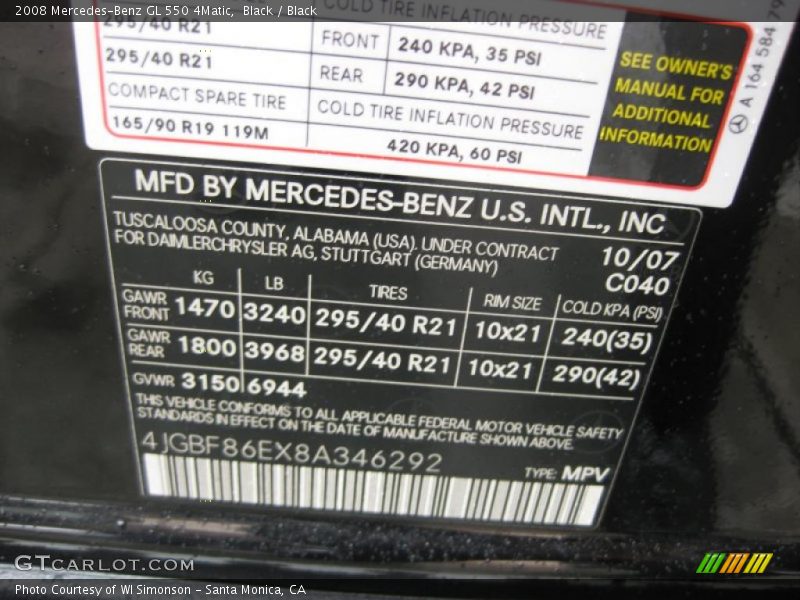 Black / Black 2008 Mercedes-Benz GL 550 4Matic