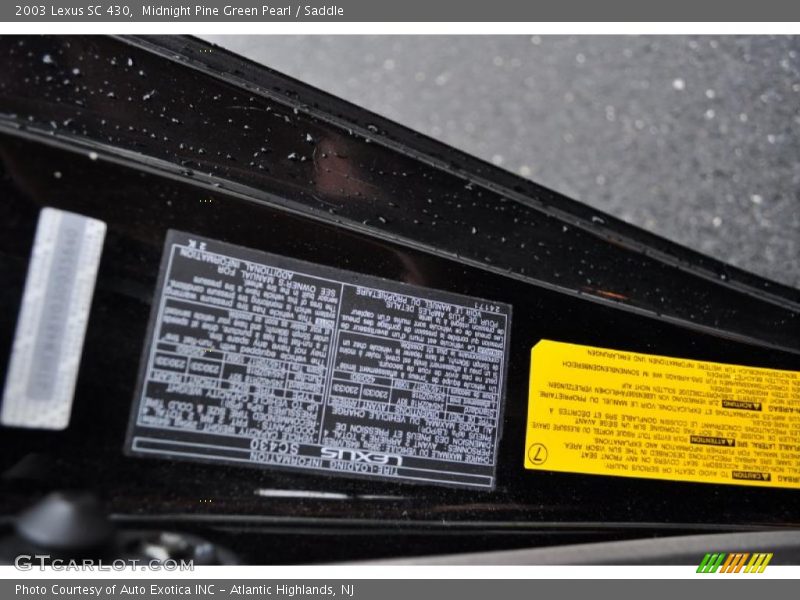 Midnight Pine Green Pearl / Saddle 2003 Lexus SC 430