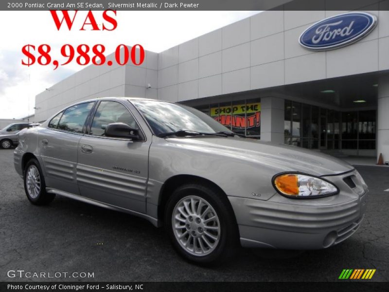 Silvermist Metallic / Dark Pewter 2000 Pontiac Grand Am SE Sedan