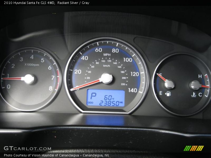 Radiant Silver / Gray 2010 Hyundai Santa Fe GLS 4WD