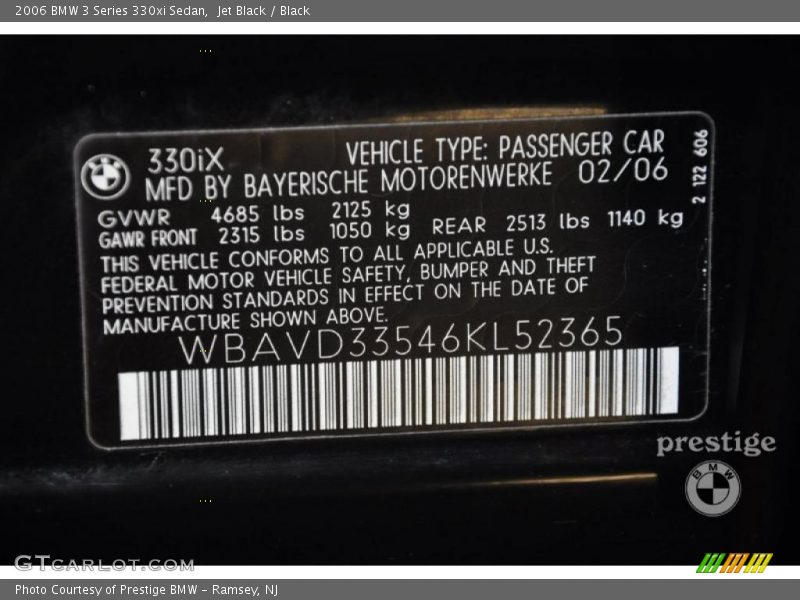 Jet Black / Black 2006 BMW 3 Series 330xi Sedan