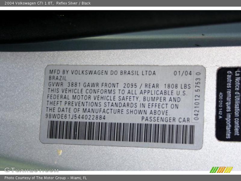 Reflex Silver / Black 2004 Volkswagen GTI 1.8T