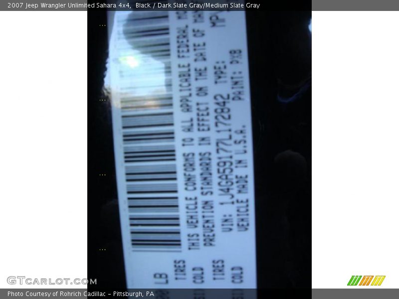 Black / Dark Slate Gray/Medium Slate Gray 2007 Jeep Wrangler Unlimited Sahara 4x4