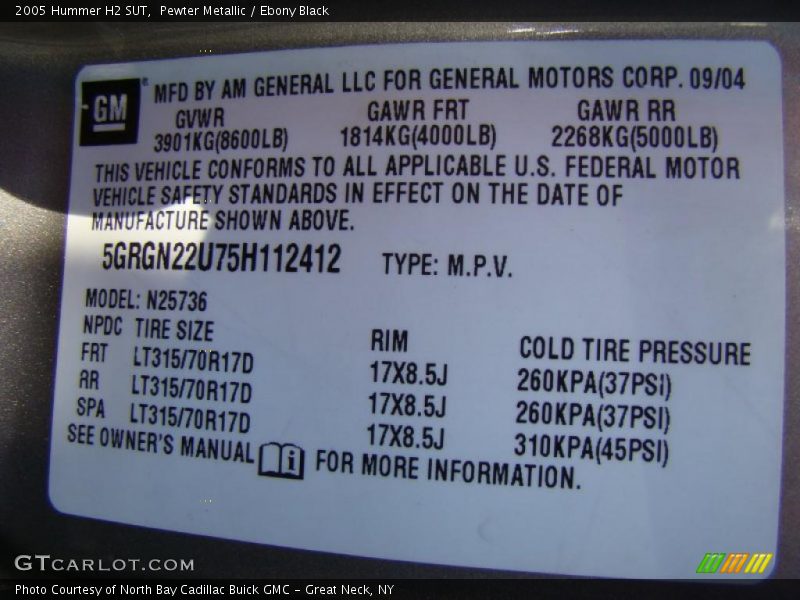 Pewter Metallic / Ebony Black 2005 Hummer H2 SUT