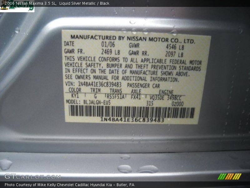 Liquid Silver Metallic / Black 2006 Nissan Maxima 3.5 SL