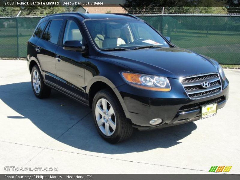 Deepwater Blue / Beige 2008 Hyundai Santa Fe Limited