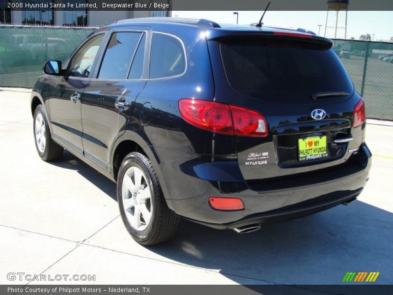 Deepwater Blue / Beige 2008 Hyundai Santa Fe Limited