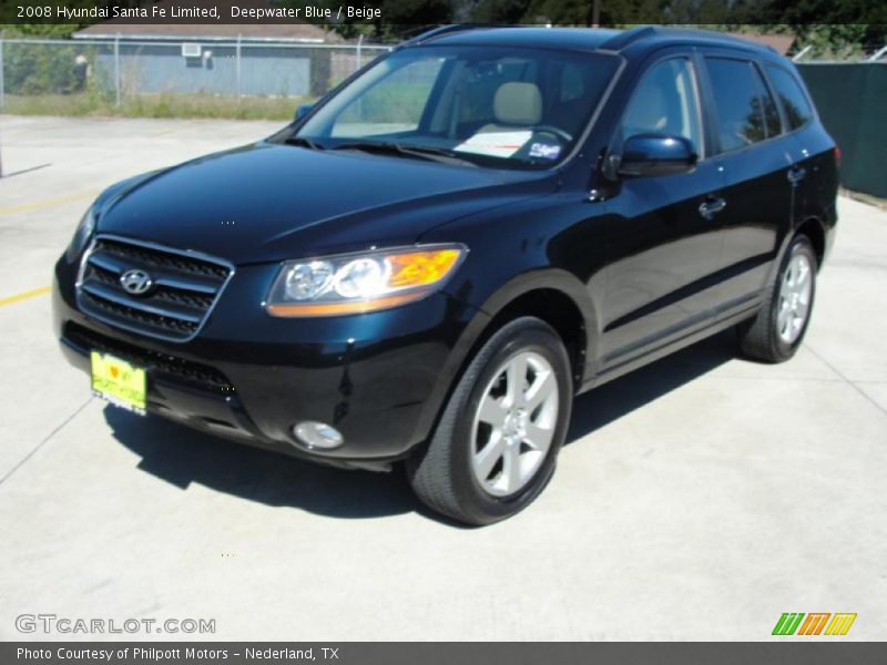 Deepwater Blue / Beige 2008 Hyundai Santa Fe Limited