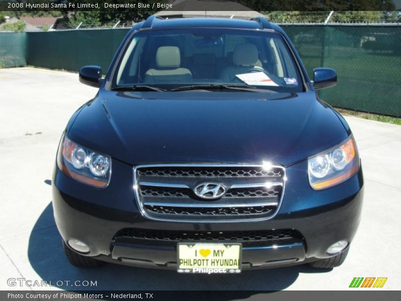 Deepwater Blue / Beige 2008 Hyundai Santa Fe Limited