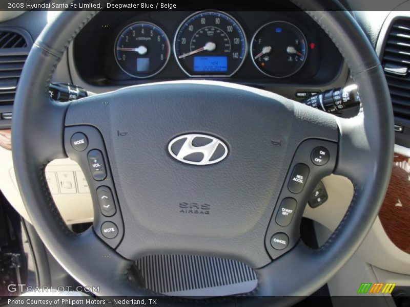 Deepwater Blue / Beige 2008 Hyundai Santa Fe Limited