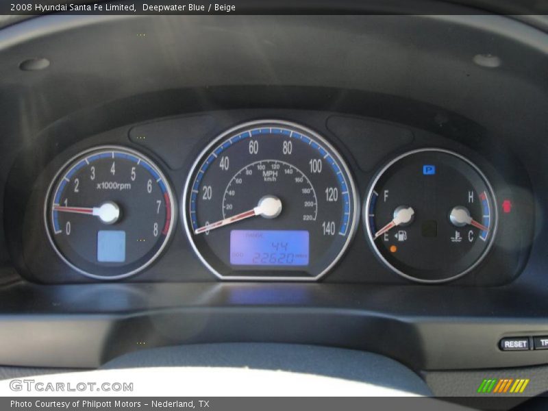 Deepwater Blue / Beige 2008 Hyundai Santa Fe Limited