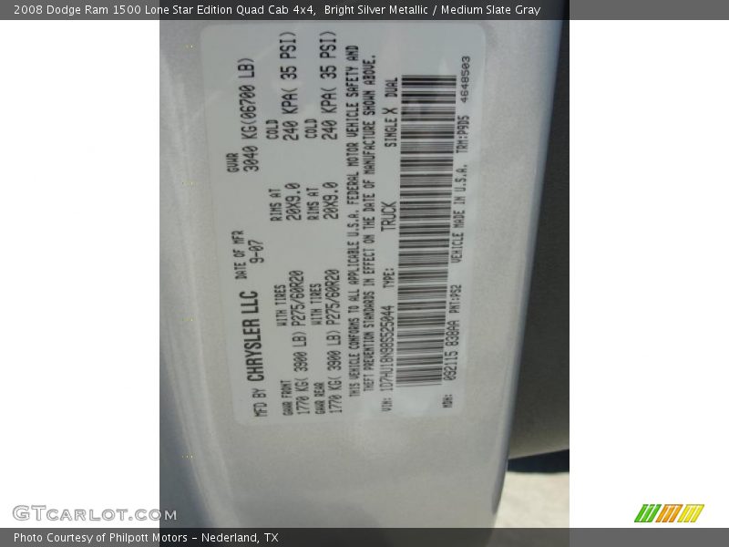 Bright Silver Metallic / Medium Slate Gray 2008 Dodge Ram 1500 Lone Star Edition Quad Cab 4x4