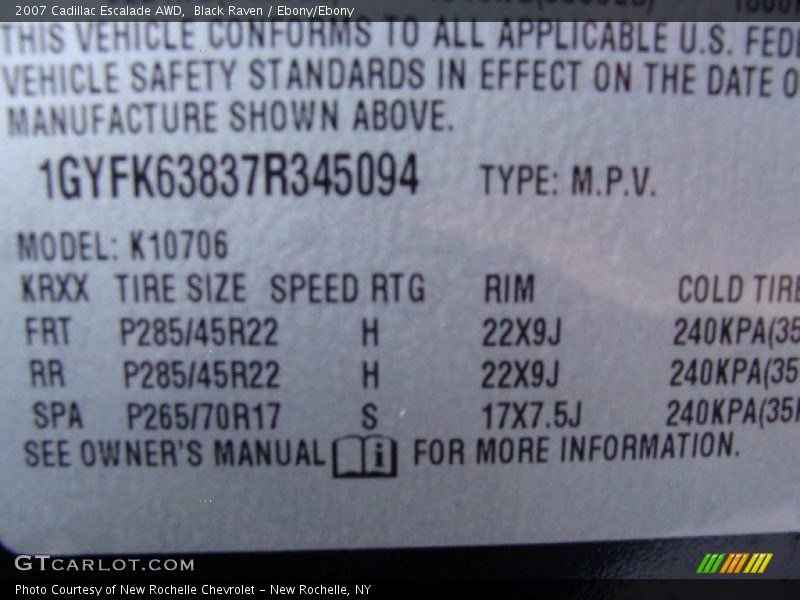 Black Raven / Ebony/Ebony 2007 Cadillac Escalade AWD
