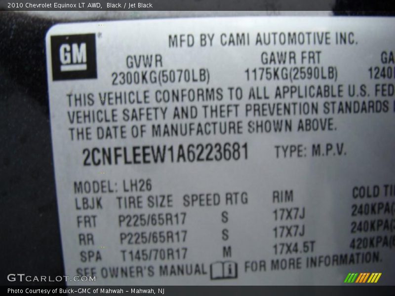 Black / Jet Black 2010 Chevrolet Equinox LT AWD