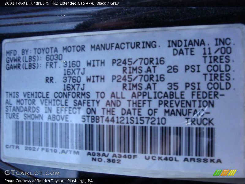 Black / Gray 2001 Toyota Tundra SR5 TRD Extended Cab 4x4