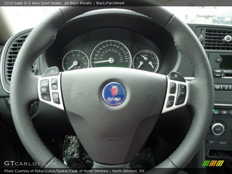 Jet Black Metallic / Black/Parchment 2010 Saab 9-3 Aero Sport Sedan