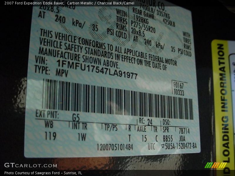 Carbon Metallic / Charcoal Black/Camel 2007 Ford Expedition Eddie Bauer