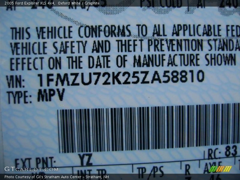 Oxford White / Graphite 2005 Ford Explorer XLS 4x4
