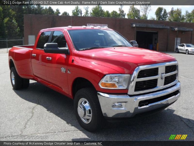 Flame Red / Dark Slate Gray/Medium Graystone 2011 Dodge Ram 3500 HD SLT Crew Cab 4x4 Dually