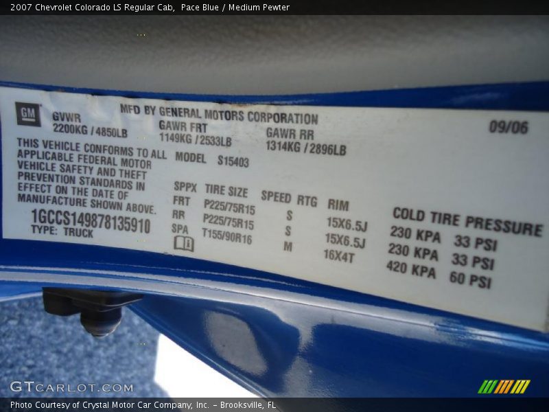Pace Blue / Medium Pewter 2007 Chevrolet Colorado LS Regular Cab