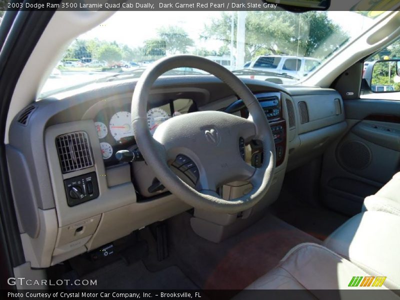 Dark Garnet Red Pearl / Dark Slate Gray 2003 Dodge Ram 3500 Laramie Quad Cab Dually