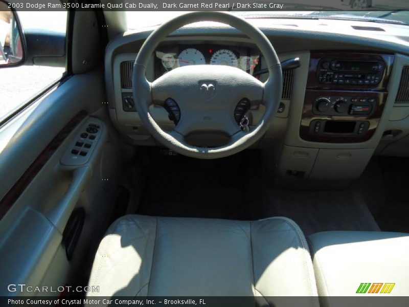 Dark Garnet Red Pearl / Dark Slate Gray 2003 Dodge Ram 3500 Laramie Quad Cab Dually