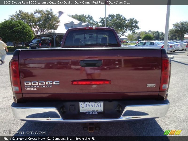 Dark Garnet Red Pearl / Dark Slate Gray 2003 Dodge Ram 3500 Laramie Quad Cab Dually