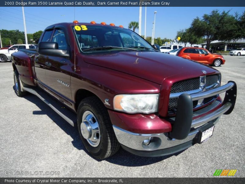 Dark Garnet Red Pearl / Dark Slate Gray 2003 Dodge Ram 3500 Laramie Quad Cab Dually