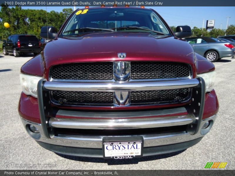Dark Garnet Red Pearl / Dark Slate Gray 2003 Dodge Ram 3500 Laramie Quad Cab Dually