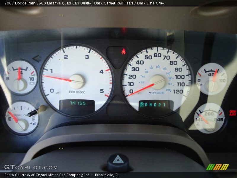 Dark Garnet Red Pearl / Dark Slate Gray 2003 Dodge Ram 3500 Laramie Quad Cab Dually