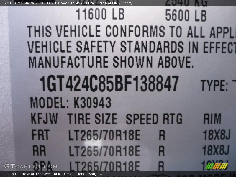 Pure Silver Metallic / Ebony 2011 GMC Sierra 3500HD SLT Crew Cab 4x4