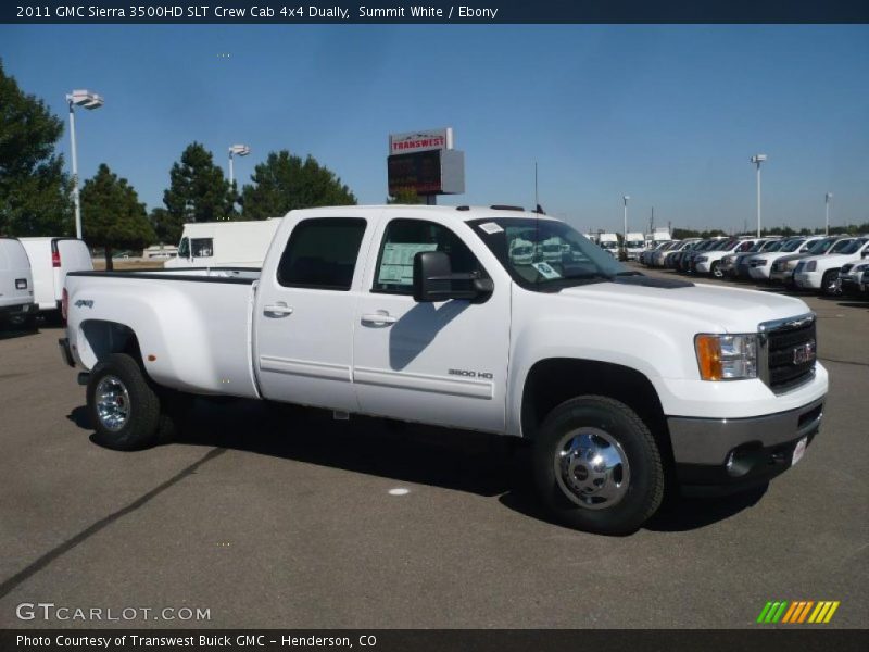 Summit White / Ebony 2011 GMC Sierra 3500HD SLT Crew Cab 4x4 Dually