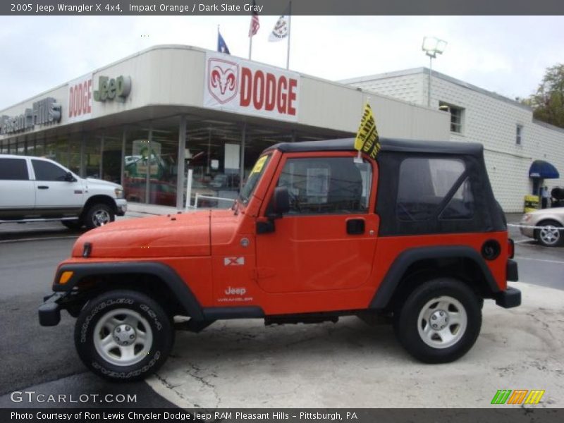 Impact Orange / Dark Slate Gray 2005 Jeep Wrangler X 4x4