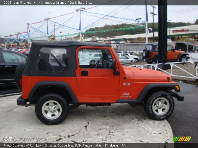 Impact Orange / Dark Slate Gray 2005 Jeep Wrangler X 4x4