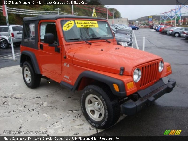Impact Orange / Dark Slate Gray 2005 Jeep Wrangler X 4x4