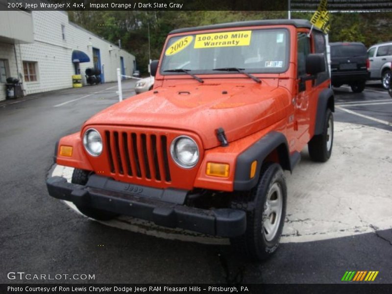 Impact Orange / Dark Slate Gray 2005 Jeep Wrangler X 4x4